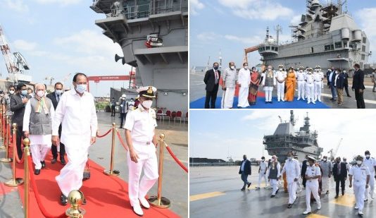 उपराष्ट्रपती नायडूंनी केली 'आयएनएस विक्रांत'ची पाहणी