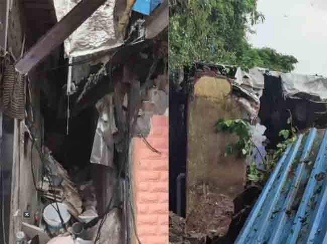 चुनाभट्टी भागात दरड कोसळली, घरांचे नुकसान