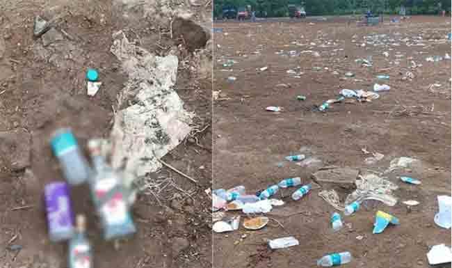 मुंबई विद्यापीठाच्या आवारात दारुच्या बाटल्यांचा खच