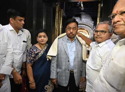 केंद्रीय मंत्री नारायण राणे यांनी सांगलीचे आराध्य दैवत गणरायाचे घेतले सपत्नीक दर्शन