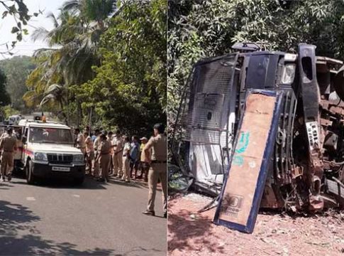 रिफायनरीकडे बंदोबस्तासाठी निघालेल्या पोलिसांच्या गाडीला अपघात, १७ पोलीस जखमी