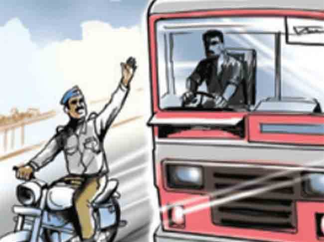 बसचालकाच्या अतिघाईने घेतला पोलीस अधिका-याचा बळी