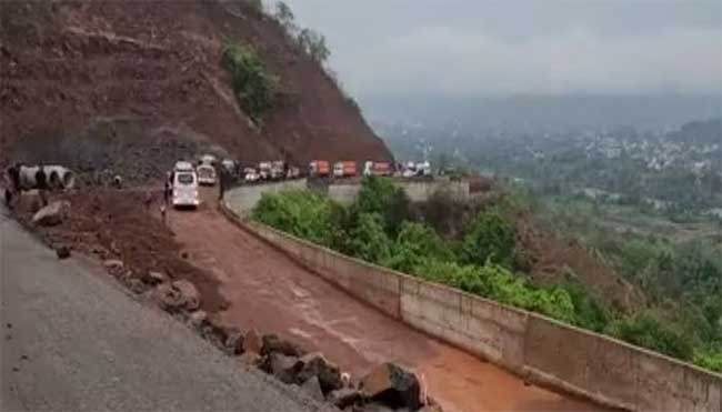 परशुराम घाटात दरड कोसळली