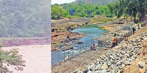 सावित्री नदीच्या काठावर संरक्षक कठड्यांच्या बांधकामाला वेग