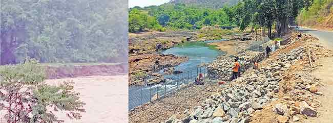 सावित्री नदीच्या काठावर संरक्षक कठड्यांच्या बांधकामाला वेग