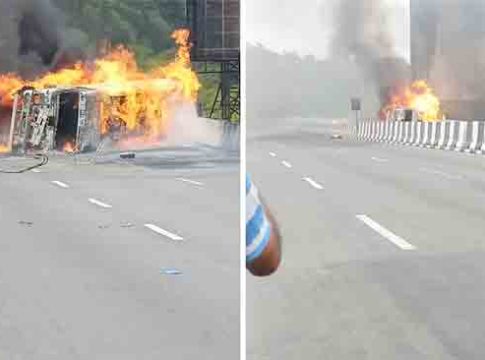 Mumbai-Pune Expressway Fire Accident : खंडाळा घाटात केमिकल टँकर अपघातात ४ जणांचा मृत्यू
