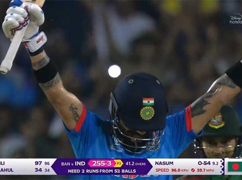IND vs BAN : कोहलीने मारला षटकार, भारताने लगावला विजयी चौकार