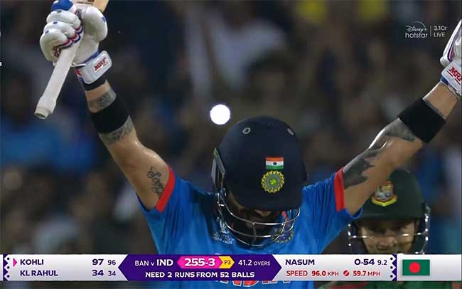 IND vs BAN : कोहलीने मारला षटकार, भारताने लगावला विजयी चौकार