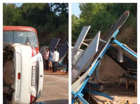 Mumbai Goa Highway accident : भीषण अपघात! गाडीवरील ताबा सुटला आणि शेड व रॅम्प झाले जमीनदोस्त!