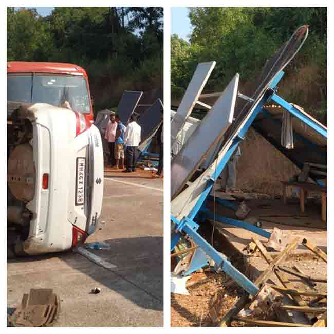 Mumbai Goa Highway accident : भीषण अपघात! गाडीवरील ताबा सुटला आणि शेड व रॅम्प झाले जमीनदोस्त!