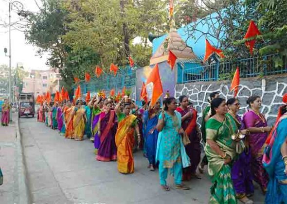 वाशी सानपाडा-तुर्भे येथे गुढीपाडवा शोभायात्रां संपन्न