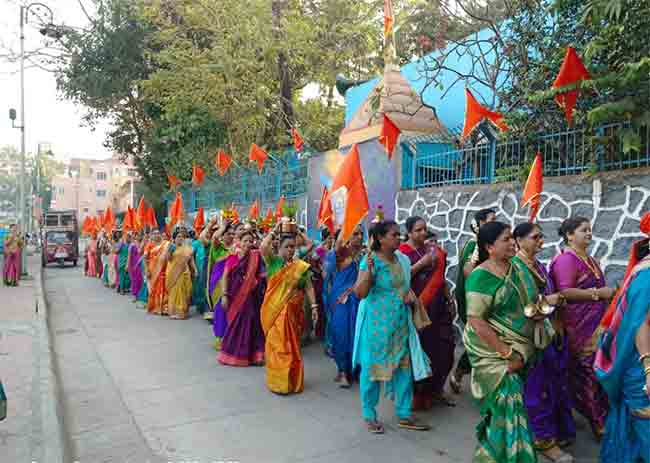 वाशी सानपाडा-तुर्भे येथे गुढीपाडवा शोभायात्रां संपन्न