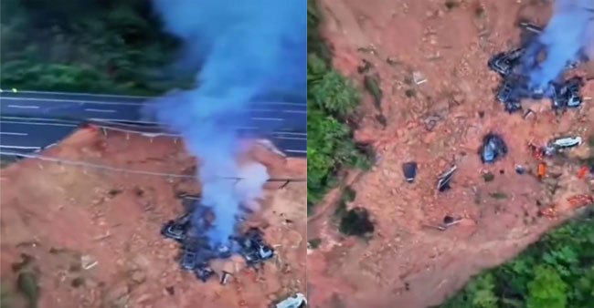China landslide : चीनमध्ये भूस्खलनामुळे महामार्ग कोसळला !