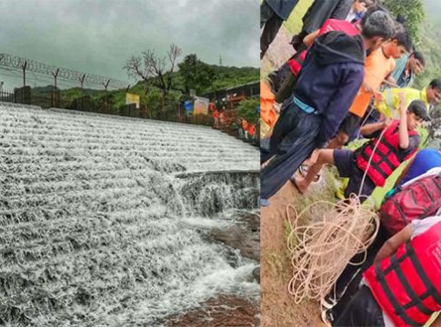 Lonavla news: भुशी डॅममागील धबधब्यात एकाच कुटुंबातील पाच जण वाहून गेले!