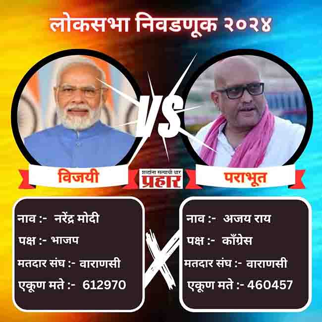 PM Narendra Modi : वाराणसीतून पंतप्रधान नरेंद्र मोदींचा दीड लाख मतांनी विजय