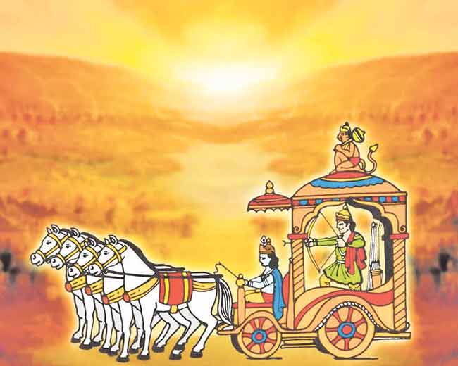 अर्जुनाच्या रथावरील ध्वजावर हनुमंत विराजमान