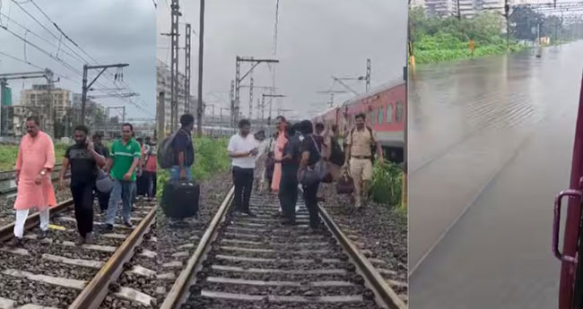 Mumbai Rains : पावसाचा आमदार आणि मंत्र्यांनाही फटका; अमोल मिटकरी, अनिल पाटील यांना ट्रॅकवरून चालण्याची नामुष्की