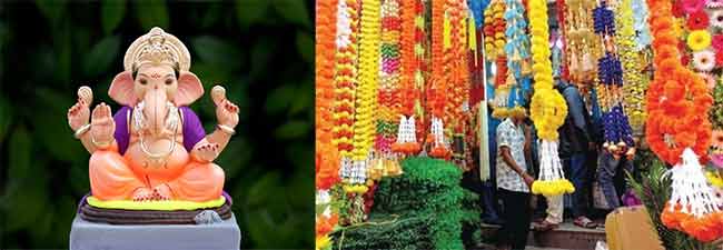 Ganeshotsav : गणेशोत्सवासाठी विविध साहित्यांनी सजली बाजारपेठ