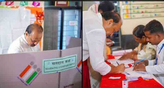 Maharashtra Assembly Election: बारामतीत अजित पवार यांनी पत्नीसह केले मतदान