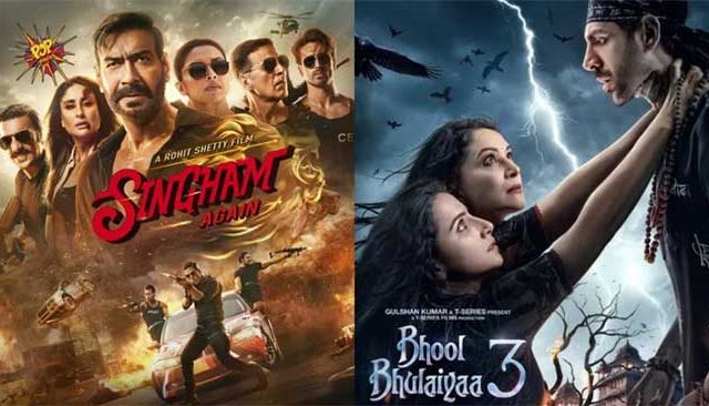 Singham Again vs Bhool Bhulaiyaa 3:‘सिंघम अगेन’ ‘भुल भुलैया ३’वर पडतोय भारी;तीन दिवसांतच १०० कोटींची कमाई