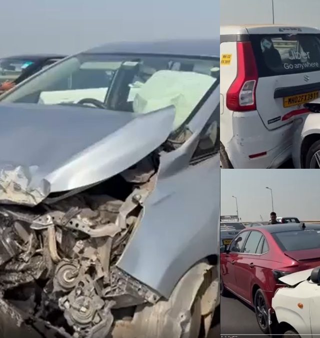 Bandra Worli Link car accident वांद्रे वरळी सी-लिंकवर चार गाड्यांचा भीषण अपघात, एकमेकांवर आदळल्या