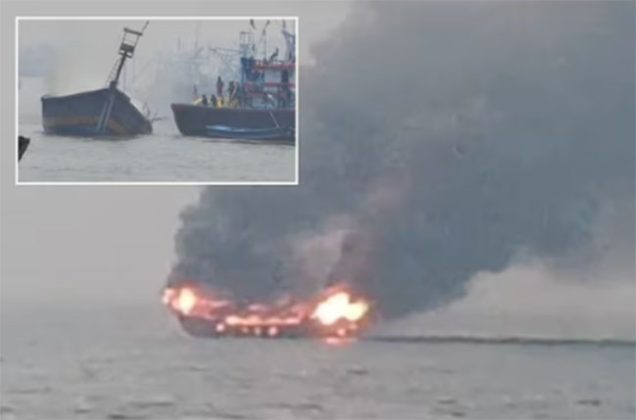 Alibaug Boat Fire : अलिबागच्या समुद्रात मच्छीमारांच्या बोटीला आग
