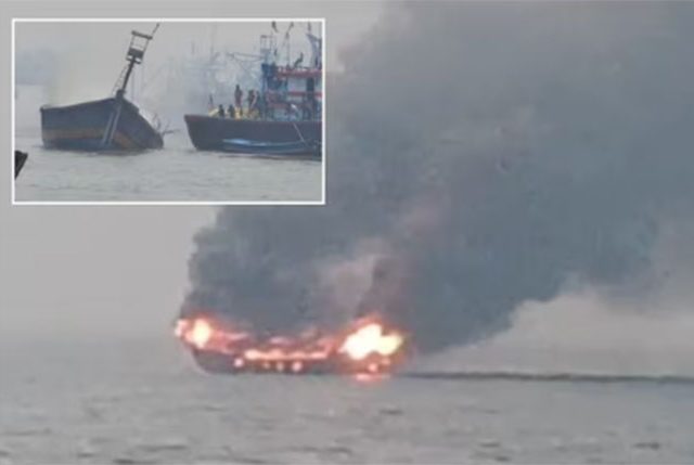 Alibaug Boat Fire : अलिबागच्या समुद्रात मच्छीमारांच्या बोटीला आग