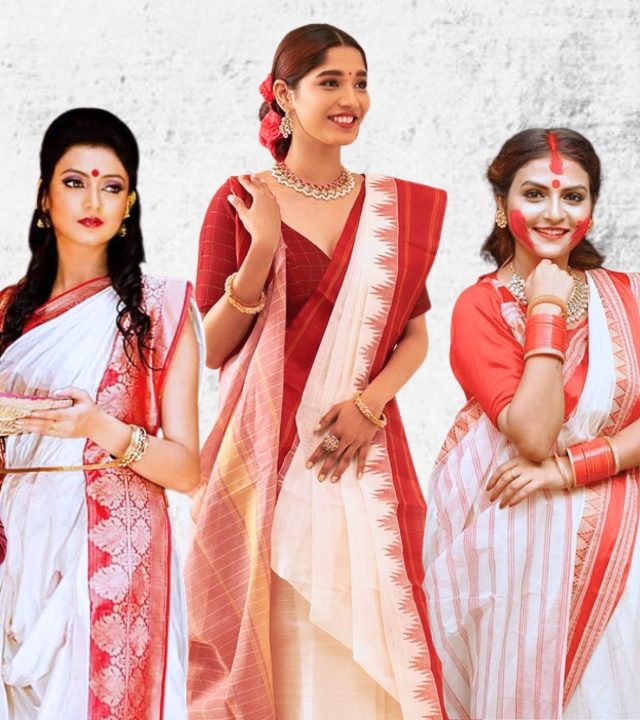 Bengali Saree : ‘शुंदोर शुंदोर!’ लाल-पार साडी
