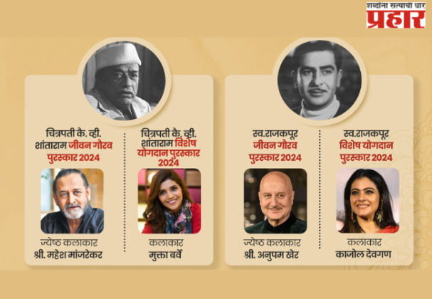 चित्रपती व्ही.शांताराम जीवन गौरव, स्व.राज कपूर जीवन गौरव आणि गानसम्राज्ञी लता मंगेशकर पुरस्कारांची घोषणा