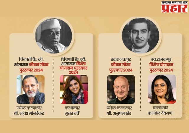 चित्रपती व्ही.शांताराम जीवन गौरव, स्व.राज कपूर जीवन गौरव आणि गानसम्राज्ञी लता मंगेशकर पुरस्कारांची घोषणा