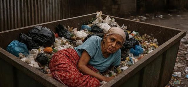 कर्करोग ग्रस्त आजीला नातवाने कच-याच्या ढिगा-याजवळ फेकले