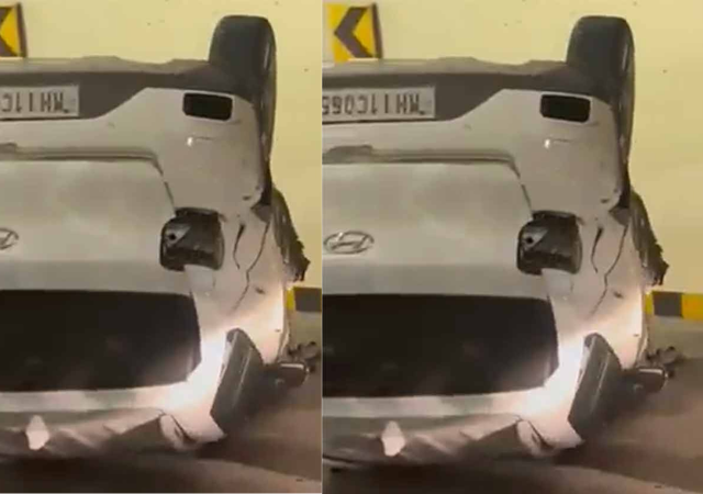 Video : कोस्टल रोडच्या बोगद्यात कार उलटली