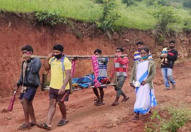 आदिवासी गरोदर महिलेला डोलीतून नेण्याची नामुष्की !