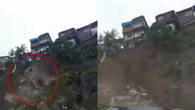 भांडुपमध्ये दरड कोसळली; टेकडीवरील पाच घरे पडली!