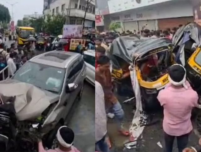 नांदेडमध्ये मद्यधुंद कारचालकाने उभ्या वाहनांना चिरडले; दोघे गंभीर जखमी