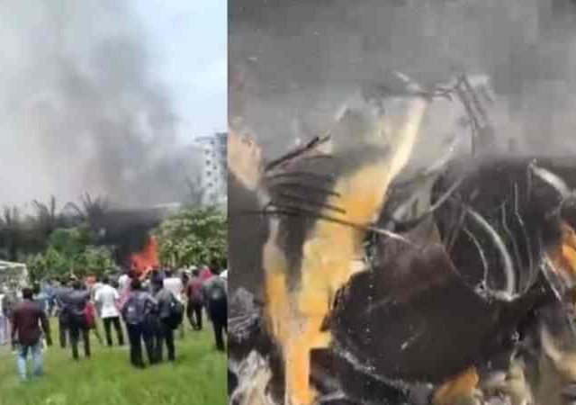 Bangladesh Plane Crash: बांगलादेश हवाई दलाचे F-7 प्रशिक्षण विमान शाळेच्या इमारतीवर कोसळले,