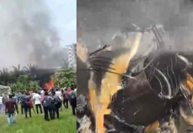 Bangladesh Plane Crash: बांगलादेश हवाई दलाचे F-7 प्रशिक्षण विमान शाळेच्या इमारतीवर कोसळले,