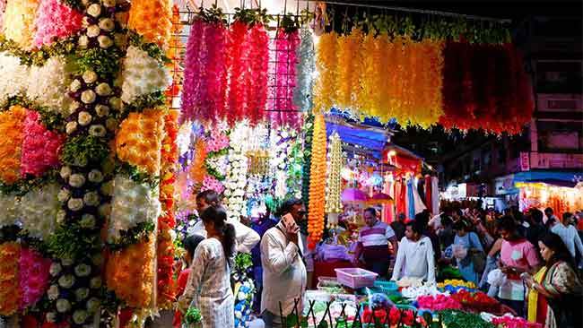 गणेशोत्सवासाठी प्लास्टिक फुलांची दुकाने सजली…!