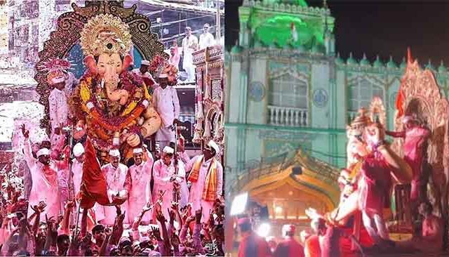 Lalbaug visarjan 2025: मुंबईच्या एकतेचे दर्शन: लालबागचा राजा आणि भायखळ्याची हिंदुस्तानी मशीद Video पहाच..