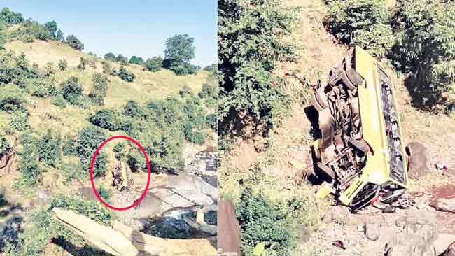 शाळेची बस १५० फूट दरीत कोसळली; दोन विद्यार्थ्यांचा मृत्यू
