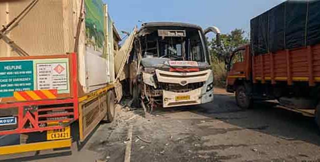 मुंबई-गोवा महामार्गावर माणगाव येथे धुक्यामुळे भीषण अपघात