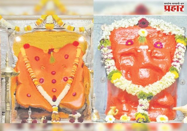 कसबा गणपती मूर्तीवरील शेंदूर कवचाची दुरुस्ती