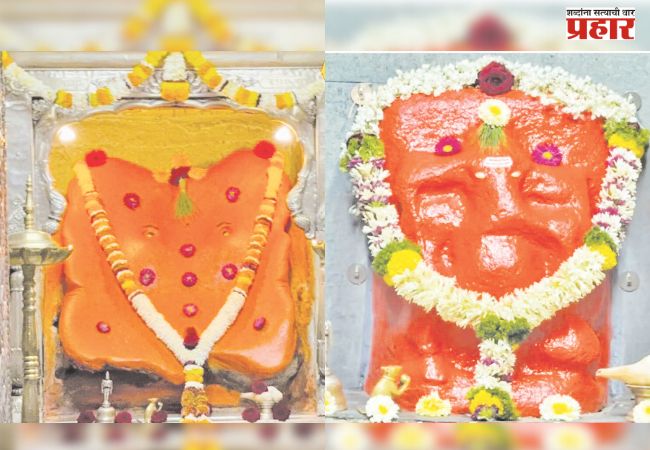 कसबा गणपती मूर्तीवरील शेंदूर कवचाची दुरुस्ती