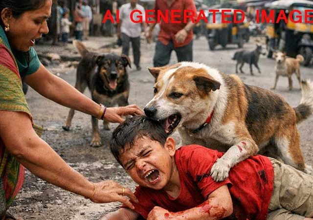 भटक्या कुत्र्याचा लहान मुलावर हल्ला