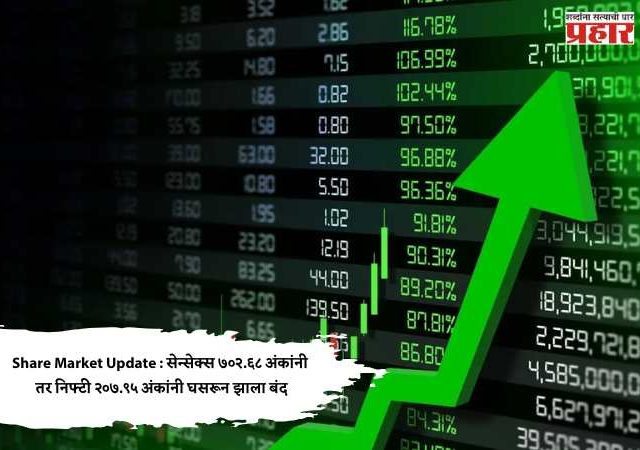 Share Market Update : सेन्सेक्स ७०२.६८ अंकांनी तर निफ्टी २०७.९५ अंकांनी घसरून झाला बंद