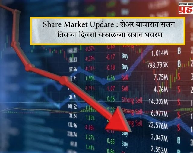 Share Market Update : शेअर बाजारात सलग तिसऱ्या दिवशी सकाळच्या सत्रात घसरण