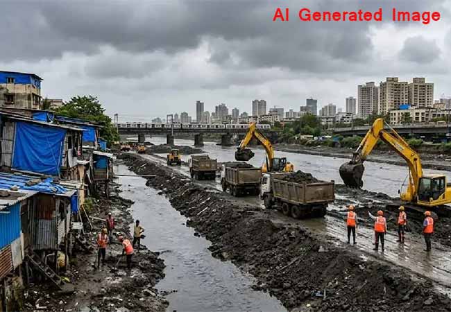 Mithi River : मिठी नदीत डेब्रीज टाकून वाढवले जाते गाळाचे वजन