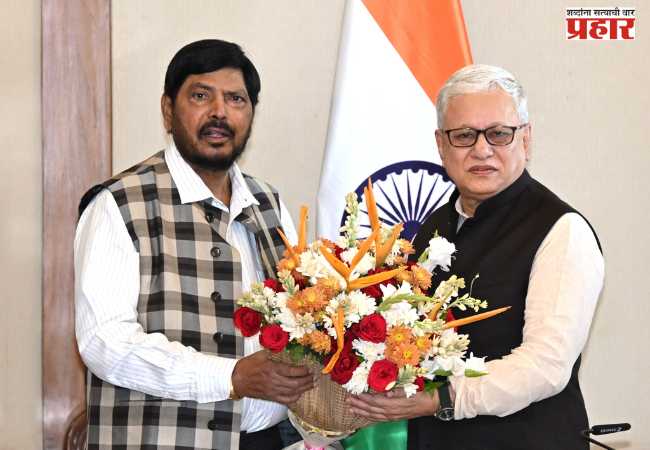 Ramdas Athawale : केंद्रीय राज्यमंत्री रामदास आठवले यांनी घेतली राज्यपाल जिष्णू देव वर्मा यांची भेट