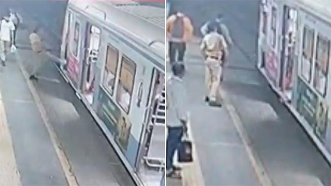 Mumbai : रेल्वे कर्मचाऱ्याला होमगार्डने मारली लाथ