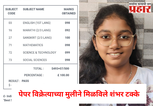 कौतुकास्पद ! पेपर विक्रेत्याच्या मुलीने मिळविले शंभर टक्के, शिकवणी न लावता श्रावणीने गाठले यशाचे शिखर